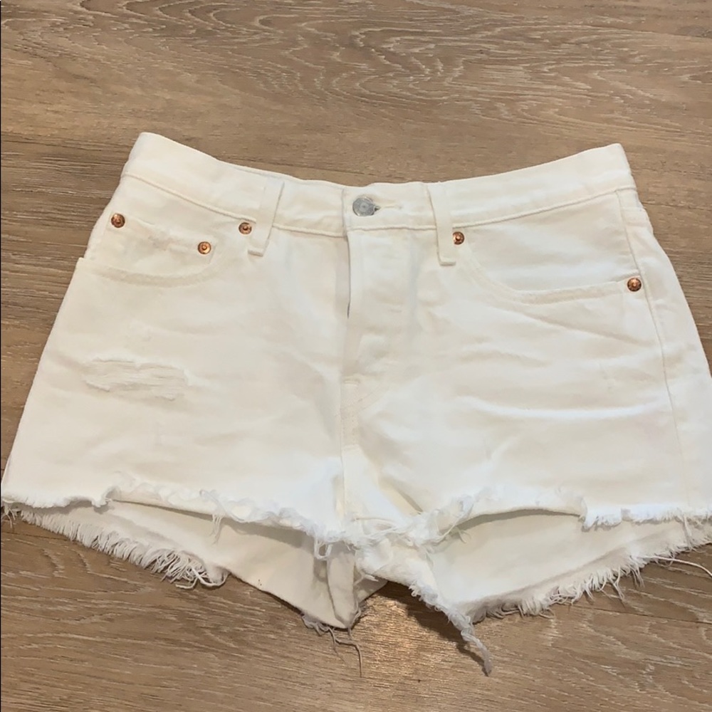 Levi’s 501 white denim shorts